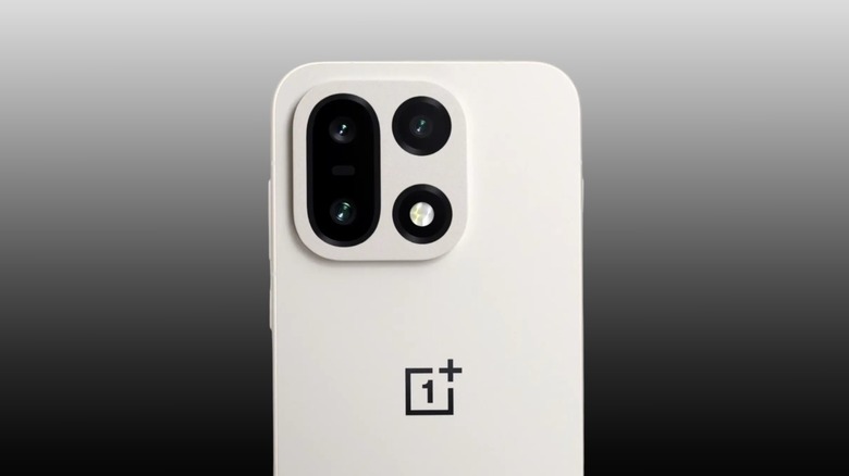 Close-up of the OnePlus 15's new square camera module on the rear of the device.