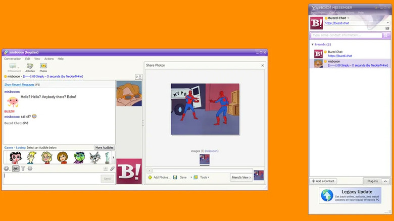 A screenshot of a Yahoo Messenger chat exchange window.