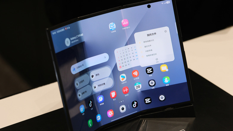 The Samsung Galaxy Z TriFold showcased at a tech exhibition.