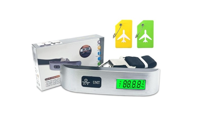 Ferbana digital luggage scale with LCD display and adjustable strap.