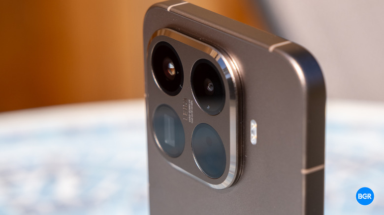 Macro shot of the Leica-branded triple camera module on the Xiaomi 15T Pro.