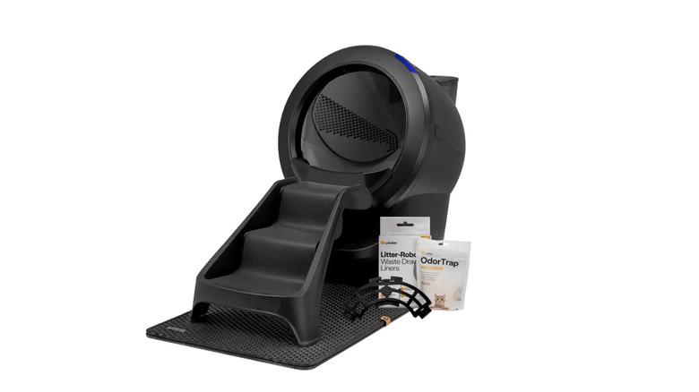 A photo of the Litter-Robot 4 self-cleaning litter box in a white finish.