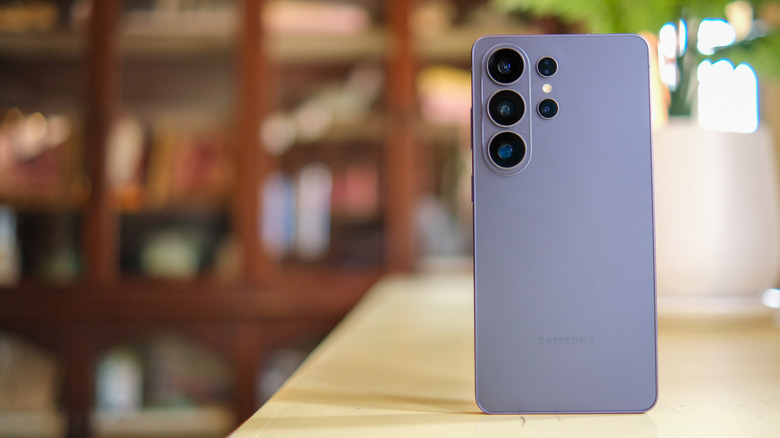 The rear camera layout of the Samsung Galaxy S26 Ultra shown from an upright angle.
