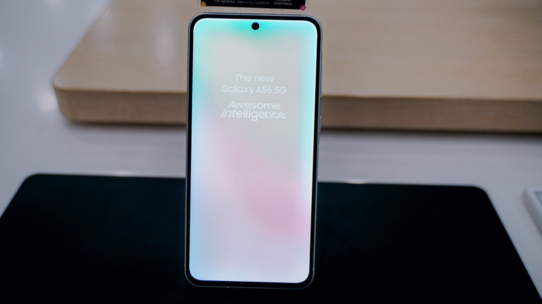 A close-up of the Samsung Galaxy A56 displaying its robust build.