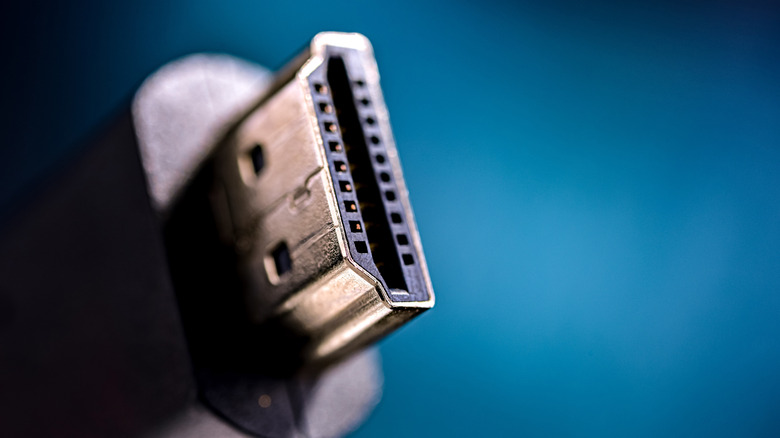 Close-up of a high-speed HDMI connector tip.