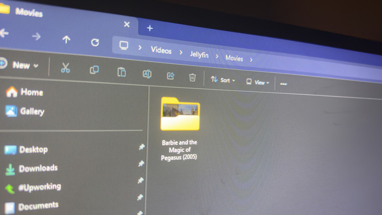 A Windows Explorer window showing a clean folder structure for movie files and metadata.