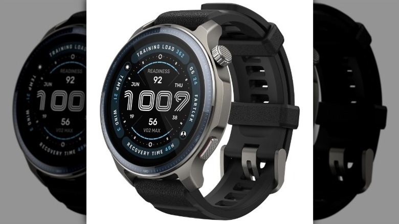 The Amazfit Balance 2 smartwatch showing its circular face and sport strap.