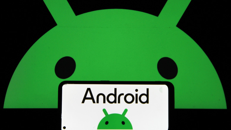 The Android logo displayed on a modern smartphone screen.
