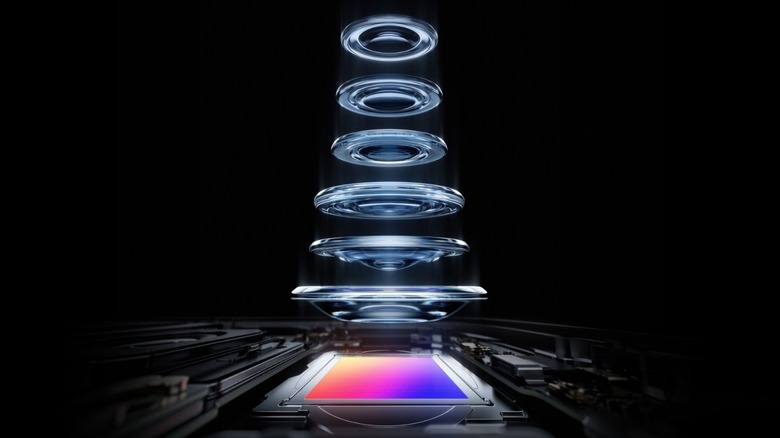 Macro view of the OnePlus 15 camera lens array with DetailMax Engine branding.