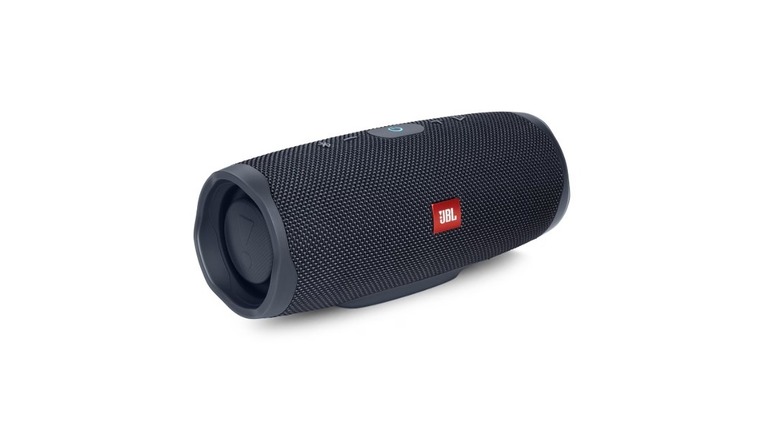 Close-up of the JBL Charge Essential 2 waterproof Bluetooth speaker.