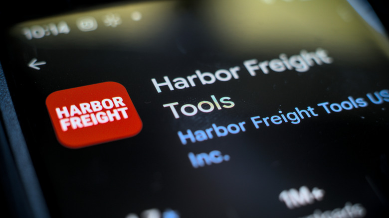 The Harbor Freight Tools mobile application listing on a smartphone screen.
