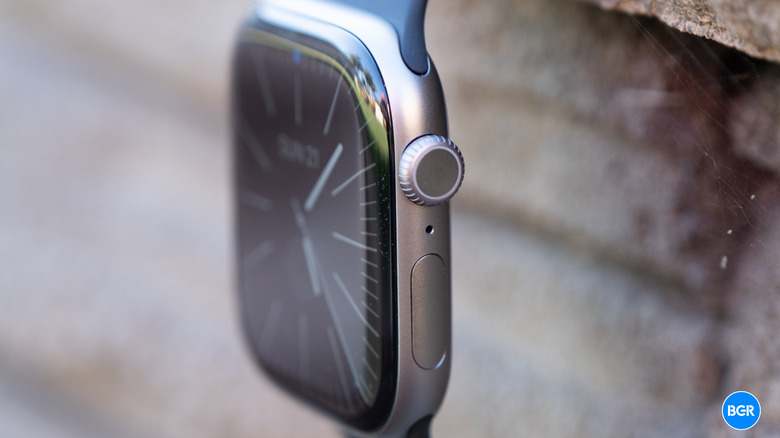 Side view of the Apple Watch Series 11 highlighting the Digital Crown and streamlined chassis.