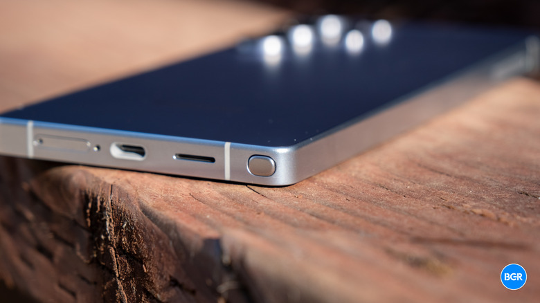 The bottom edge of the Galaxy S25 Ultra showing the USB-C port and S Pen.