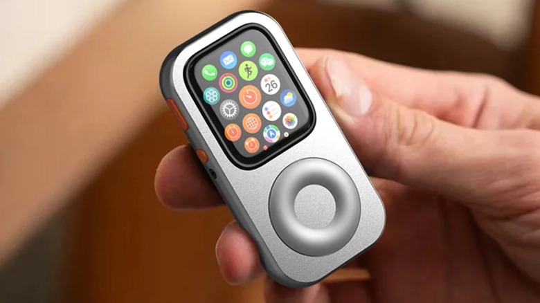 The RePod C1 case by Beaverlab styled as a classic iPod with an Apple Watch inserted.