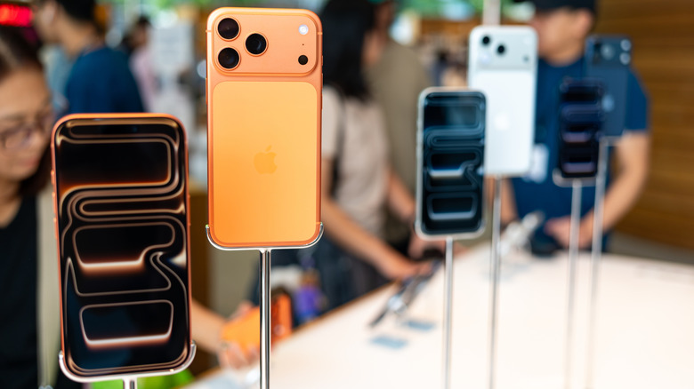 The retail display of an Apple iPhone 17 Pro Max, a key Wi-Fi 7 compatible device.