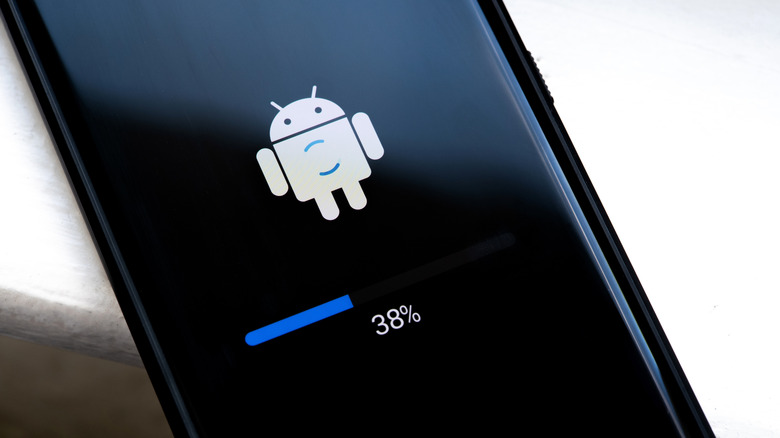 A close-up of an Android smartphone screen displaying the system bootloader menu on a white background.