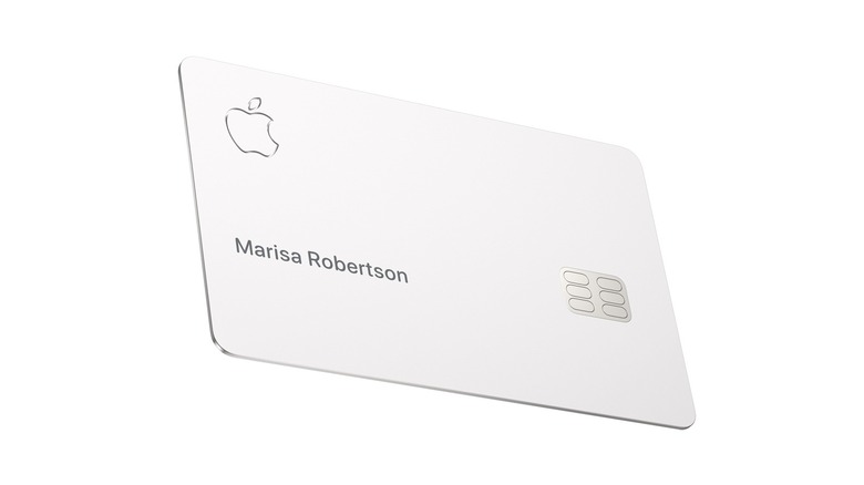 A sleek white titanium Apple Card mockup showing minimalist design.
