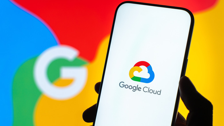 A smartphone screen clearly displaying the Google Cloud logo.