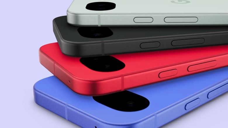 The Google Pixel 10a shown in various color options.