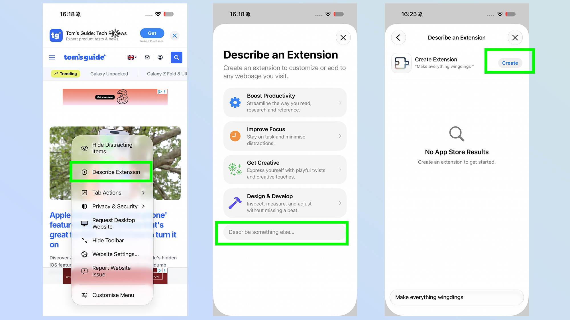The custom extension prompt interface within Safari on iOS 27.