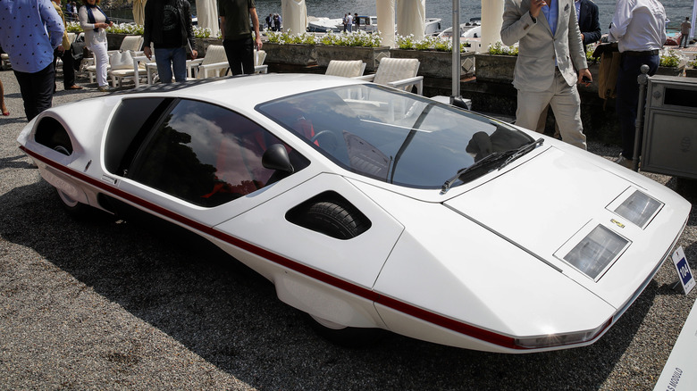 The ultra-low profile Ferrari Modulo concept car with its canopy-style roof.