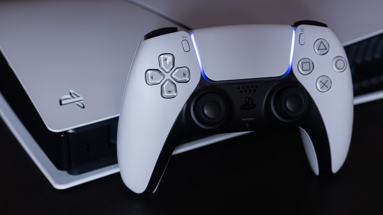 The PlayStation 5 hardware and controller, showcasing the design consumers will find on sale.