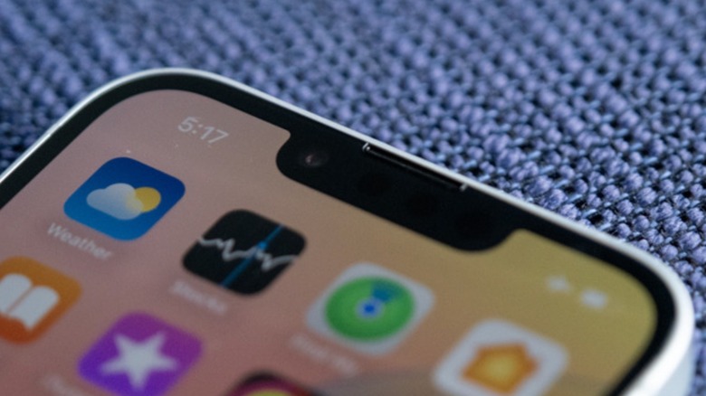 Front view of an iPhone display showing high brightness and clear UI elements