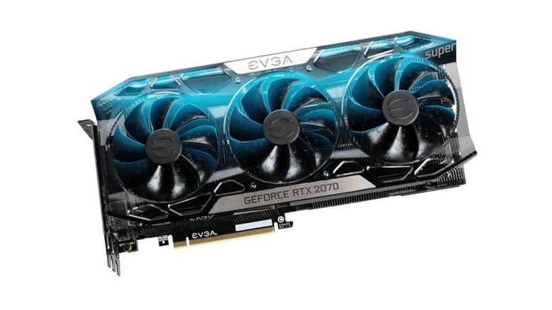 An EVGA GeForce RTX 2070 Super graphics card.