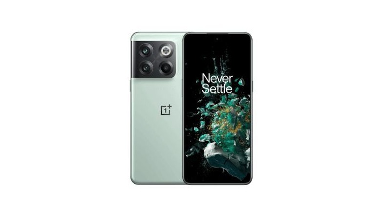 Front and rear view of a OnePlus 10T smartphone, a precursor to the 100W fastest charging android phones for US buyers.