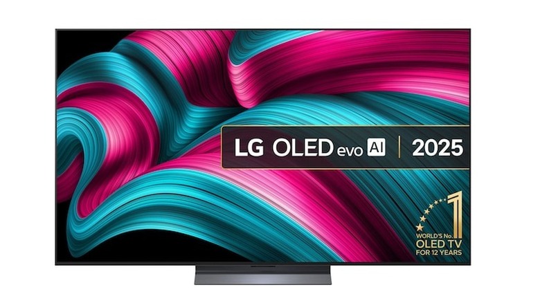 Front view of the LG C5 evo OLED TV showing its thin bezels and crisp display quality.