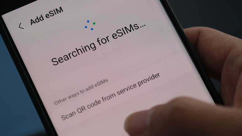 A close-up of an Android smartphone screen displaying the 'Add eSIM' setup process.