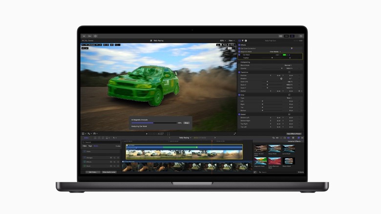 Final Cut Pro's magnetic timeline displayed on a MacBook Pro screen.