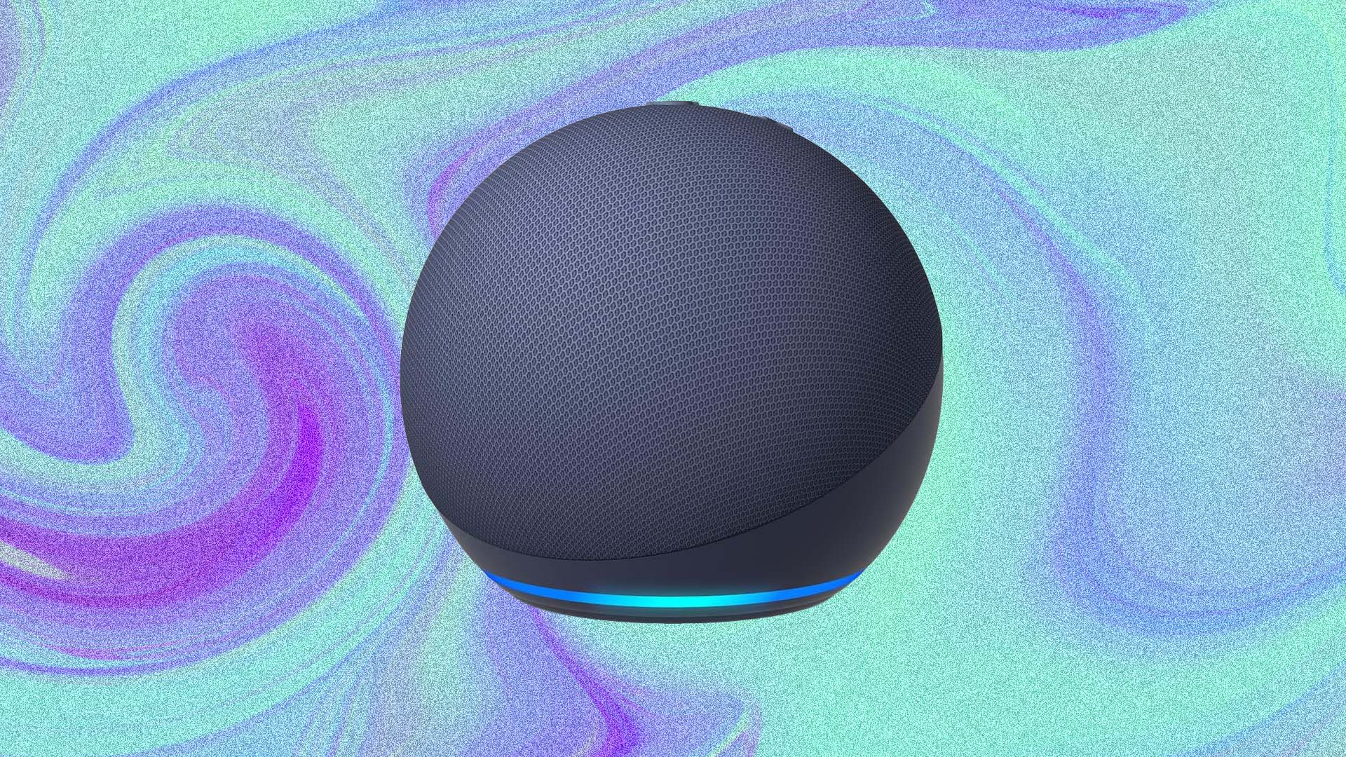Side-by-side view of the Amazon Echo Dot and Echo Dot Max showcasing size differences and fabric finishes.