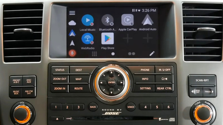 A Nissan Armada dashboard featuring an integrated Grom Vline system interface.