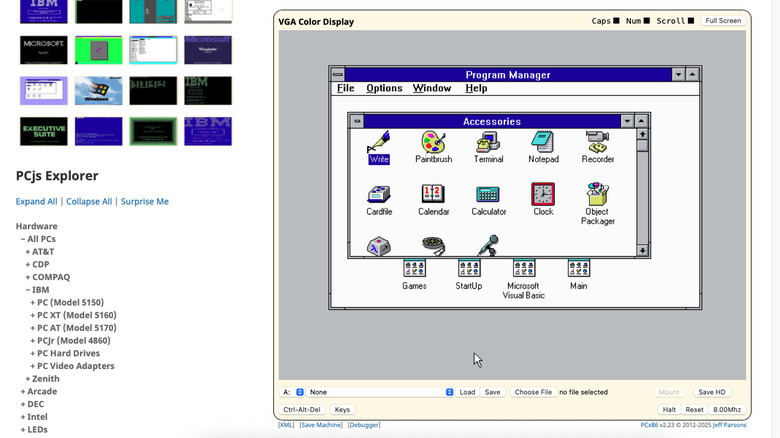 The Accessories group window in Windows 3.10 containing icons for Notepad, Paintbrush, and Terminal.