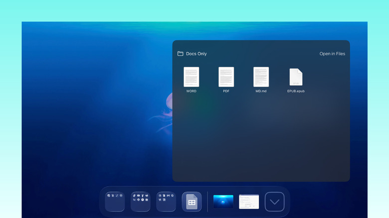 iPad home screen dock featuring both individual apps and organized folders for quick access.