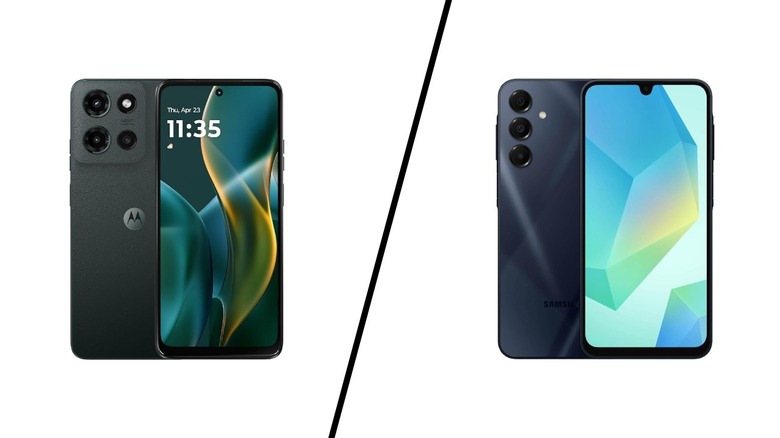 A side-by-side comparison of the Moto G 2025 and the Samsung Galaxy A16.