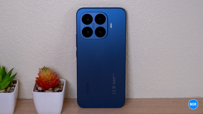 The rear panel of the Xiaomi 17T Pro showcasing its sleek fiberglass composite finish.