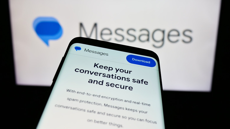Google Messages app open on a mobile device with the brand logo visible.