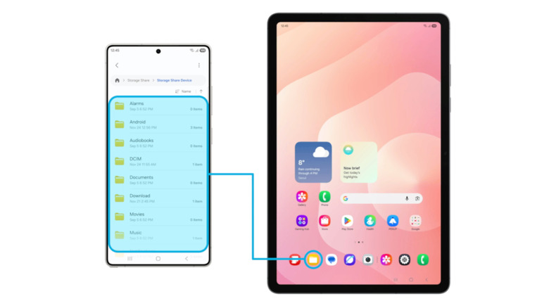 The Storage Share feature demonstrated on a Samsung Galaxy device.