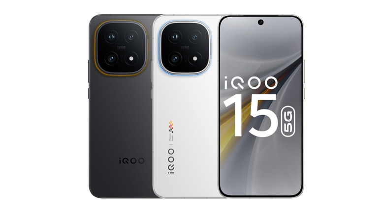 Three high-performance iQOO 15 Android phones showcasing the screen and rear design.