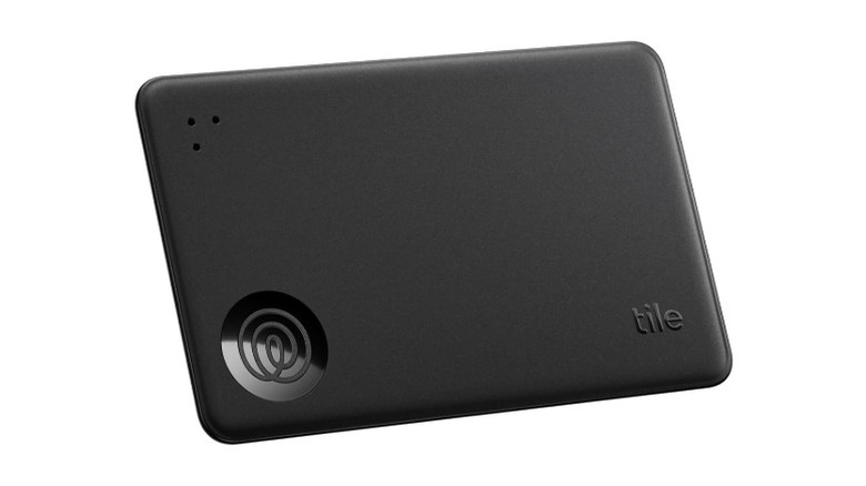 Thin black card-shaped Tile Slim tracker.